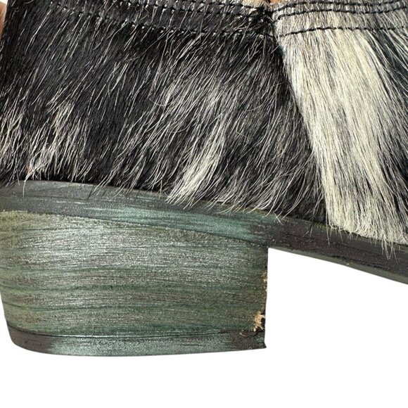 Alcala's Johnny Women Black Silver Cow Hair-On-Hide Leather Cowboy Boots Size 6 - Picture 7 of 14